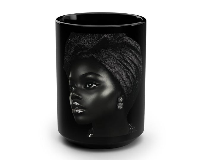 Featured listing image: Black Coffee Mug V7, 15oz, Matte Black Mug, Coffee Lover Gift, Espresso Cup, Office Mug