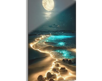 Moonlit Beach Acrylic Print - Home Decor, Wall Art, Gift for Her, Coastal Vibes, Modern Decor