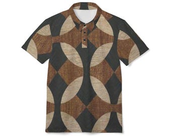Geometric Print Unisex Polo Shirt, Stylish Casual Wear, Perfect for Summer Outings, Great Gift for Holidays, Everyday Fashion