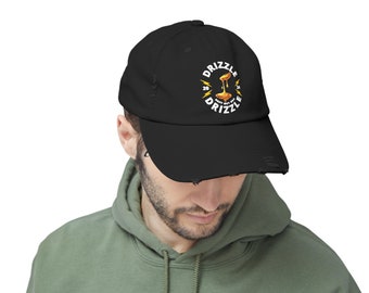 Vintage Distressed Cap Drizzle Drizzle, Unisex Adjustable Hat, Casual Dad Cap, Streetwear Accessory, Trendy Look
