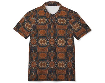 Bohemian Patterned Unisex Polo Shirt, Casual Shirt for Summer, Vacation Outfit, Gift for Him/Her, Stylish Everyday Wear