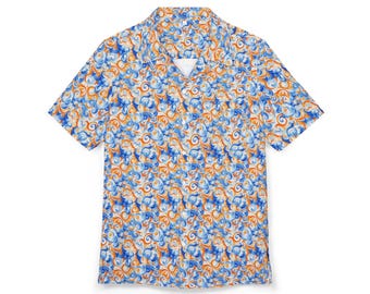 Vibrant Hawaiian Button-Down Shirt for Tropical Adventures, Summer Parties, Beach Days, Casual Wear, Vacation Essentials, Unisex Style