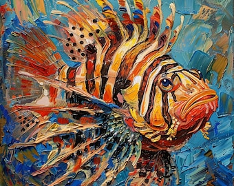 Lion Fish Wall Art Decor, Tropical Fish Sculpture, Nautical Home Decor, Marine Life Gift, Beach House Decoration