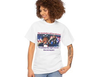 Statement Unisex Heavy Cotton Tee: "The Revolution Will Be Televised" Graphic, Casual Wear, Protest Apparel, Gift for Activists, Trendy
