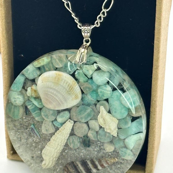 Necklace Seashell and Aventurine Line: The Essence of the Sea Infused with Beautiful Stones - 925 Sterling Silver Chain, a Exquisite Gift