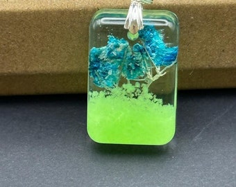 Necklace Night Glow Line: Handmade resin necklaces with 925 silver chain for teenagers