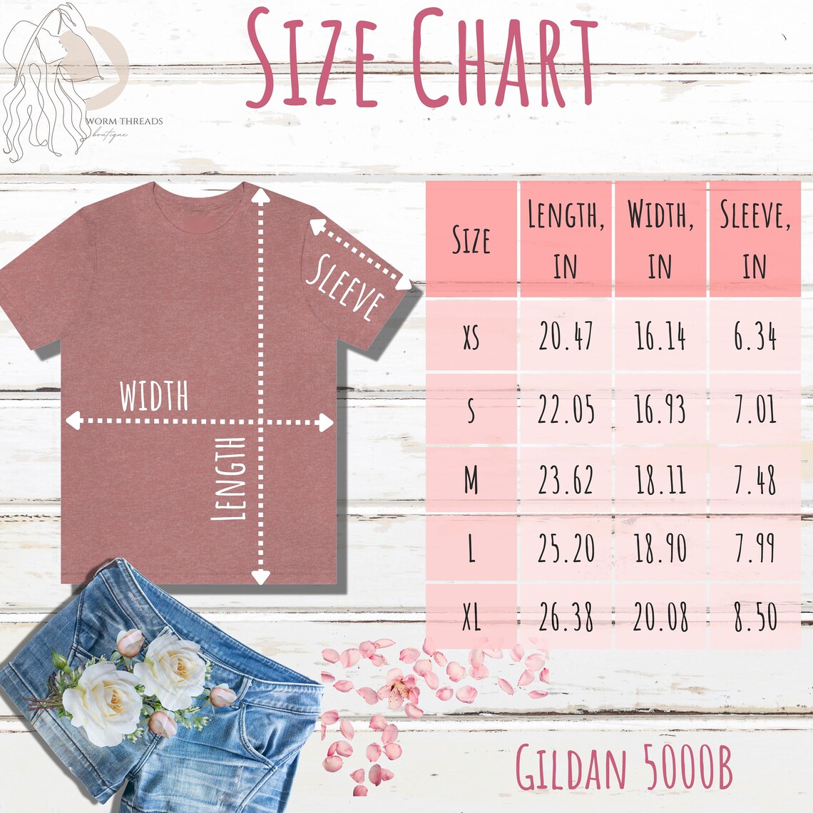 Gildan 5000B Color and Size Chart, Gildan Mockup, Tee Size Chart, Kids