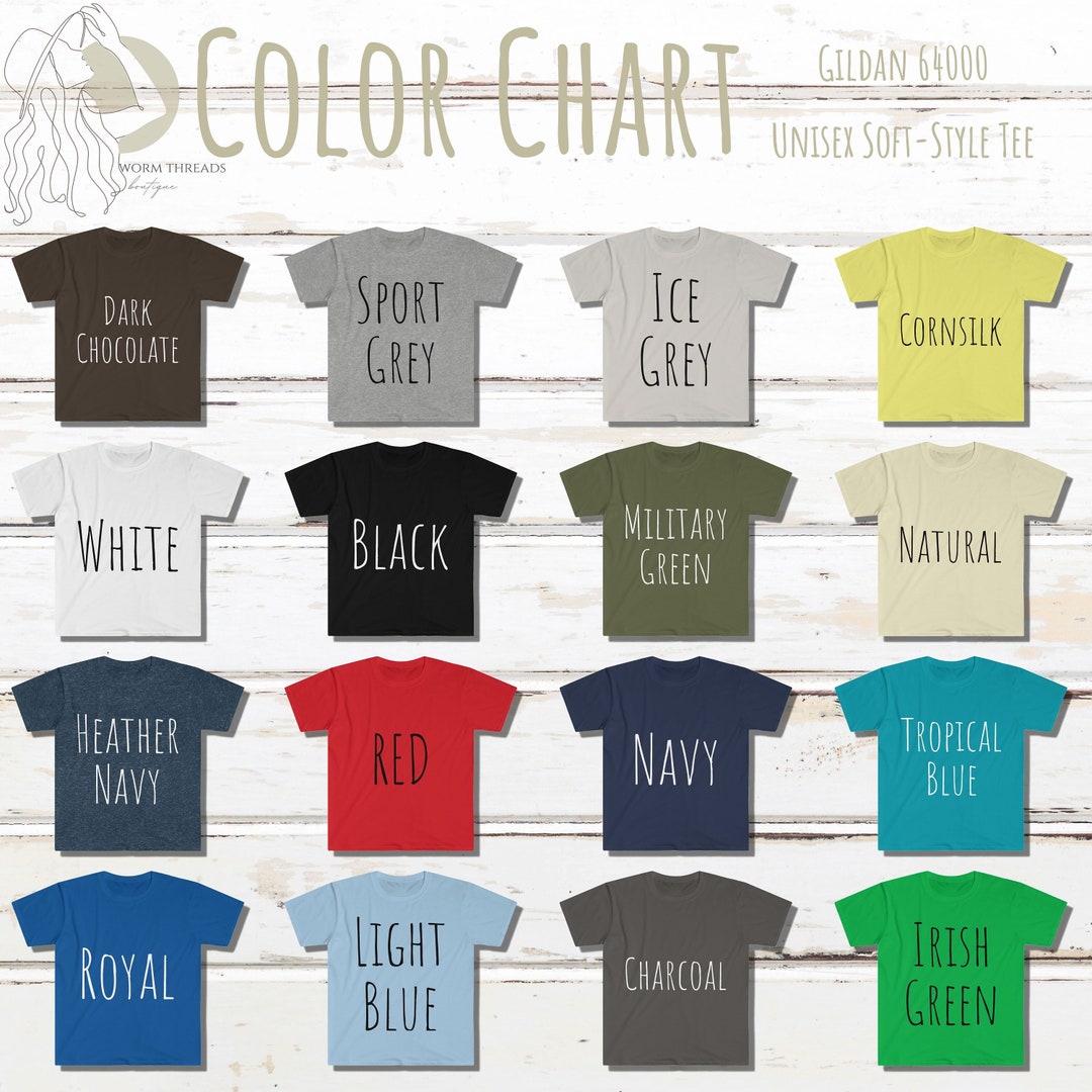 Gildan 64000 Size Chart, Gildan 64000 Color Chart, Size Chart and ...