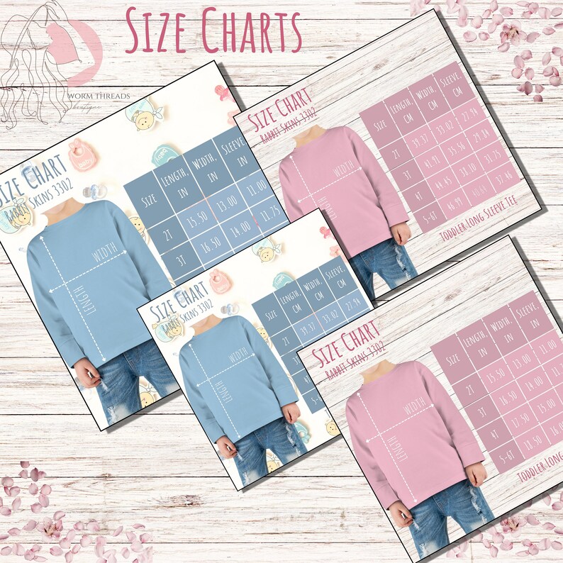 Rabbit Skins 3302 Color and Size Chart, Rabbit Skins Mockup, Tee Size