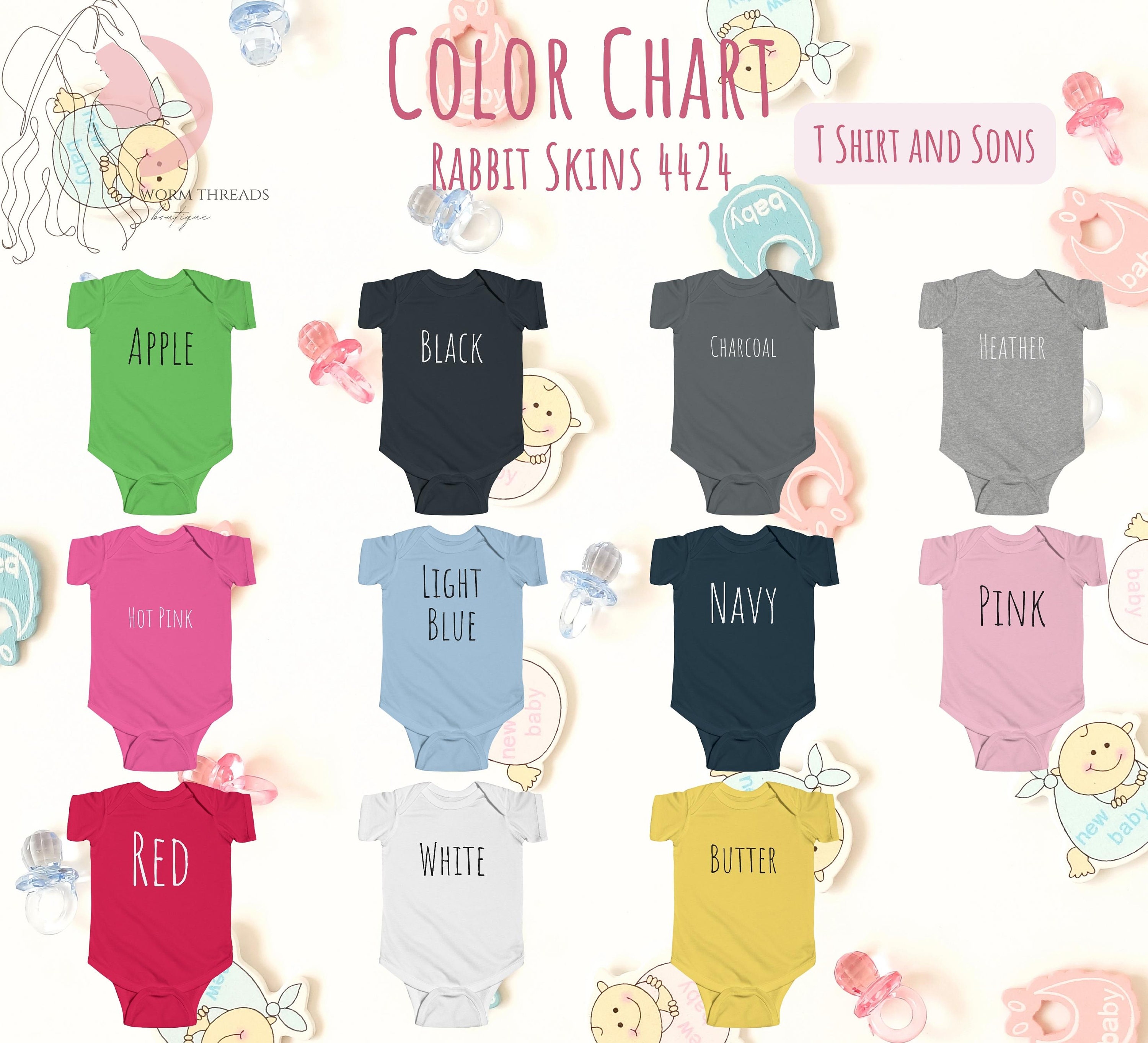 Rabbit Skins Size Chart 4424 Color and Size Chart, Printify, Swiftpod