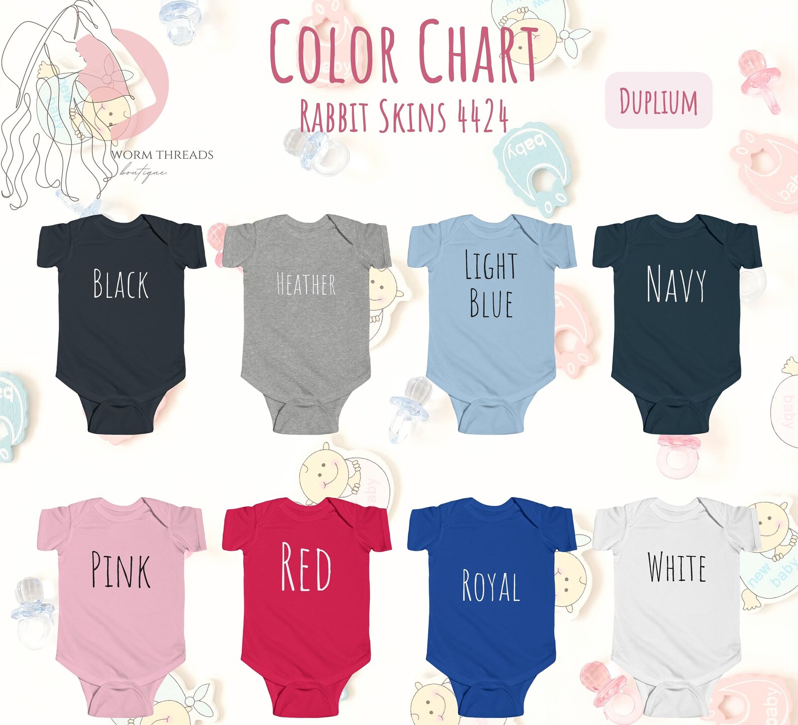 Rabbit Skins Size Chart 4424 Color and Size Chart, Printify, Swiftpod