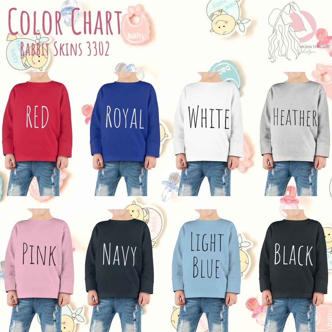 Rabbit Skins 3302 Color and Size Chart, Rabbit Skins Mockup, Tee Size