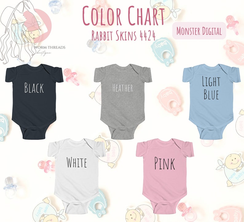 Rabbit Skins Size Chart 4424 Color and Size Chart, Printify, Swiftpod