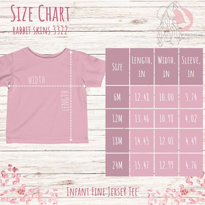 Rabbit Skins 3322 Color and Size Chart, Rabbit Skins Mockup, Tee Size