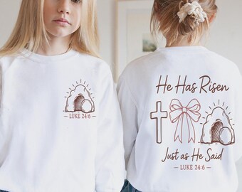 He Has Risen Christian Sweatshirt, Easter Faith Crewneck