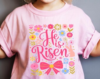 Kids He Is Risen Easter Shirt – Christian Faith Spring Graphic Tee