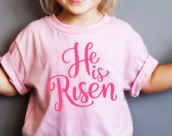 Kids He Is Risen Easter Shirt – Christian Faith Spring Tee