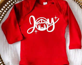 Joy Nativity Christmas Christian Sweatshirt, Baby Joy Bodysuit