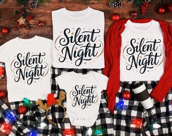 Camiseta navideña familiar cristiana Noche de Paz, Camiseta navideña familiar religiosa con historia real de la Natividad, Regalos de Navidad