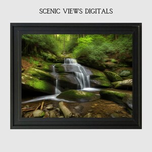 Peaceful Waterfall Download Smoky Mountains Wall Art Waterfall Wall Art Waterfall Decor Instant Download