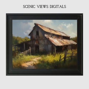 Oil Painting of Barn Instant Download Barn Painting Download Rustic Decor Barn Painting Kitchen Wall Art Instant Download Oil Painting