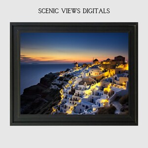 Tropical Coastline City Art Mediterranean City Wall Art Coastline Wall Art Sunset Wall Art Tropical Getaway