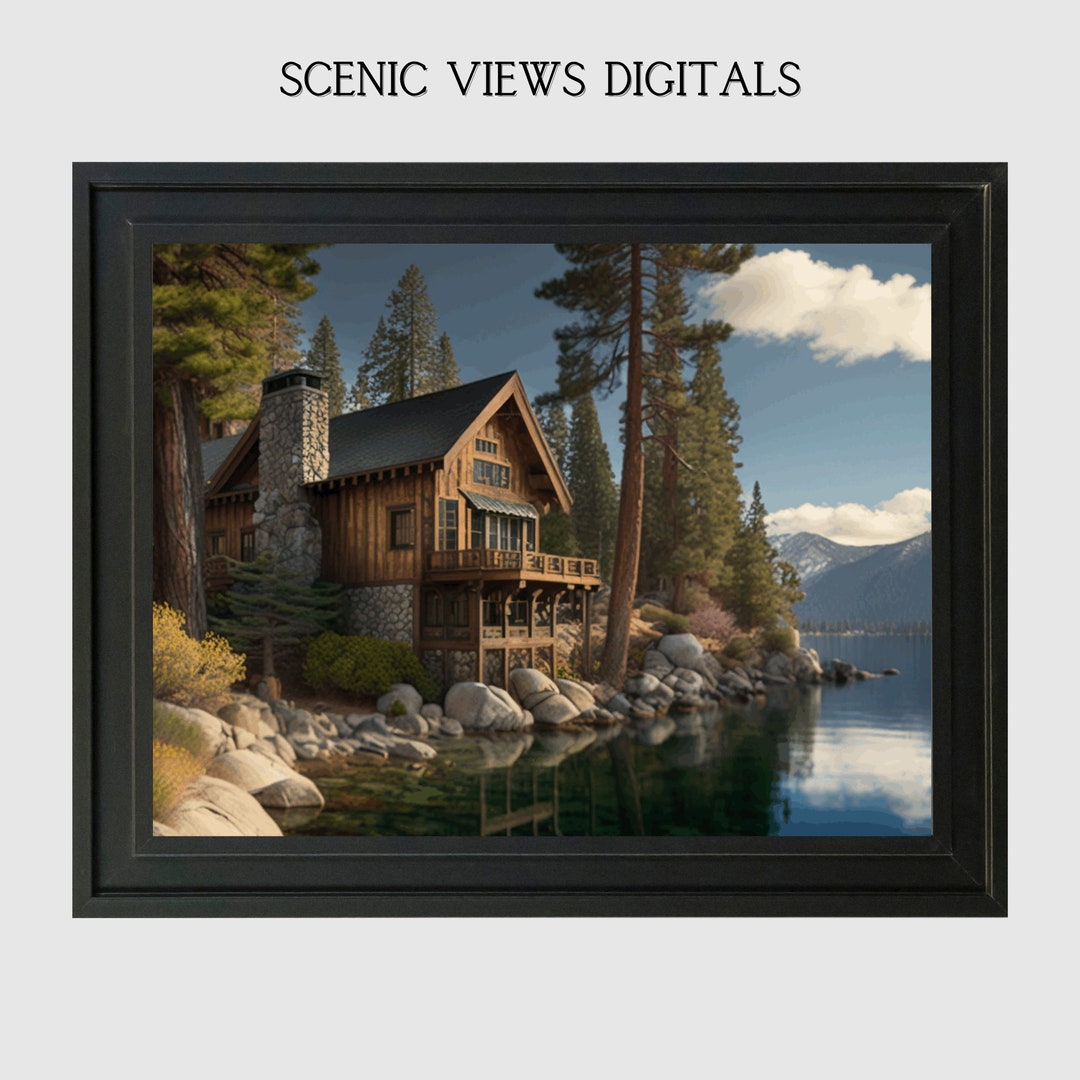 Mountain Home Wall Art Cabin Art Lake Decor Cabin Decor Log Cabin Wall