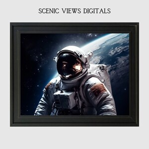 Space Wall Art Spaceman Wall Decor Astronaut Art Outer Space Wall Art Earth From OuterSpace Art