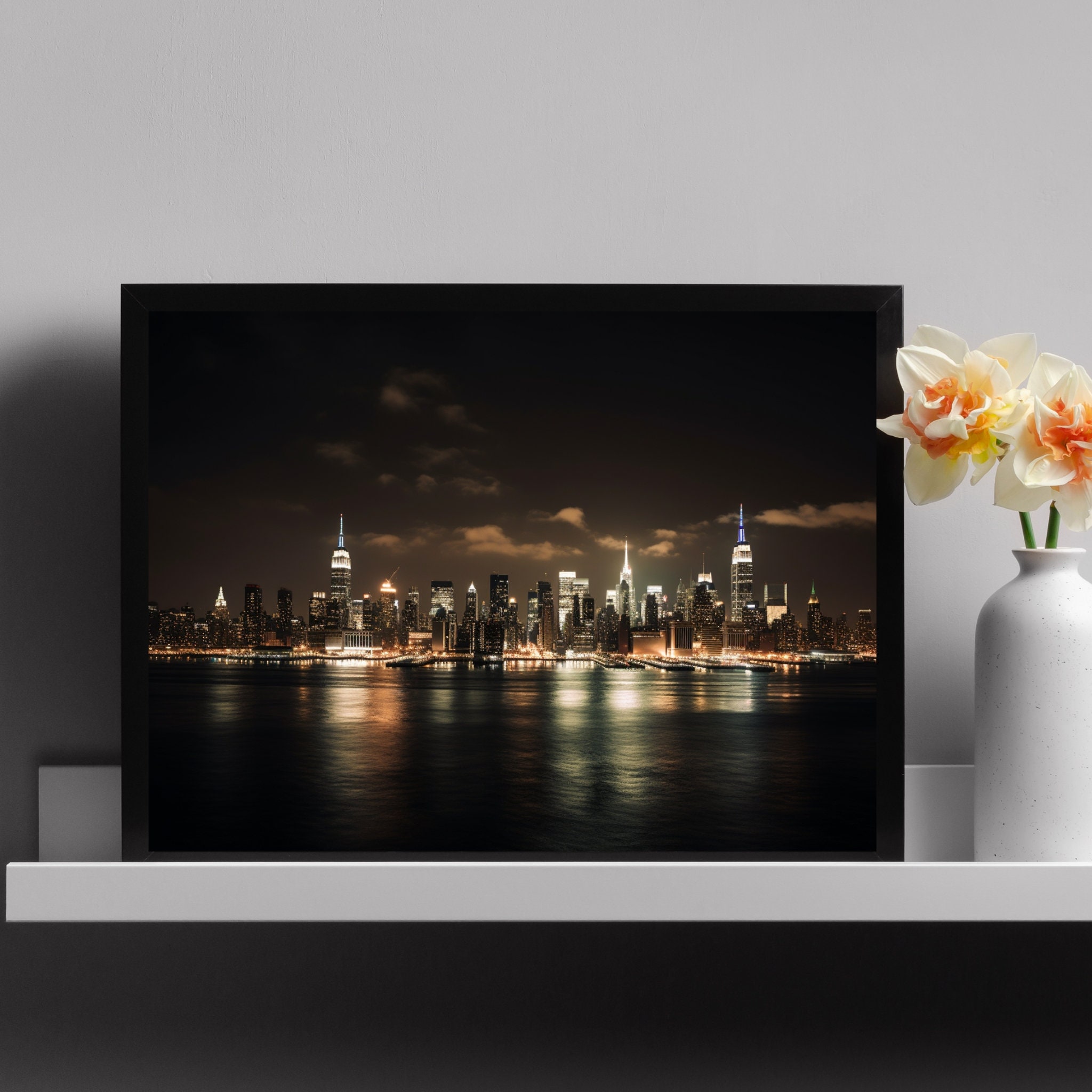Image showcasing Big City Skyline Instant Download Skyscaper Wall Art City Wall Art ...
