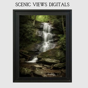 Peaceful Waterfall Wall Art  Waterfall Decor Waterfall Art Mountain Stream Decor Digital Print Instant Download