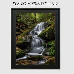 Peaceful Waterfall Smoky Mountains Waterfall Wall Art  Mountain Stream Decor Waterfall Art Digital Print Instant Download