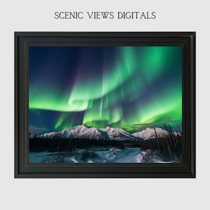 Northern Lights Wall Art Mountain Decor Calming Wall Art Aurora Wall Art Living Room House Decor