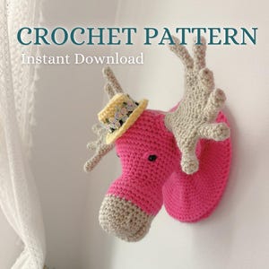 Haakpatroon voor een eland, nep-opgezette dierenkop voor aan de muur, amigurumi trofee-dierenkop (PDF digitaal, Engels)