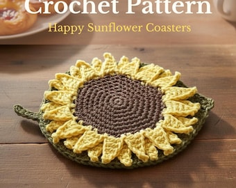 Easy Crochet Sunflower Coasters | Flower Trivets | PDF Download (English)