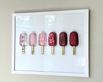 Romantic Popsicle Resin Wall Art: Handmade Pop Art Decor (12x16)