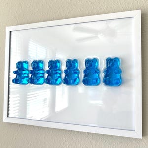 Blue Gummy Bear Resin Wall Art (12x16), Gummy Bear Pop Art, Epoxy Home Decor, Handmade 3D Resin Art, Pop Art Wall Hanging
