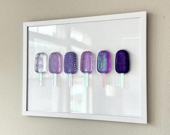 Purple Party Popsicle Resin Wall Art: Handmade Pop Art Decor (12x16)