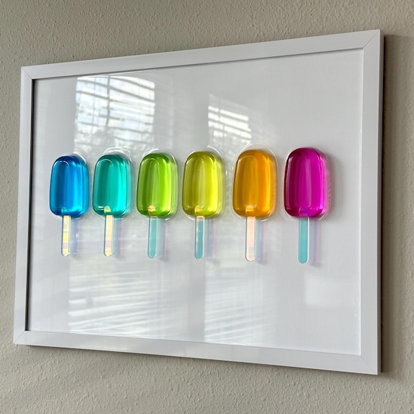 Rainbow Popsicle Resin Wall Art: Handmade Pop Art Decor (12x16)