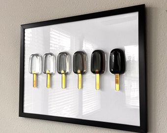 Black Ombre Popsicle Resin Wall Art: Handmade Pop Art Decor (12x16)