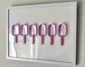 Fairy Pink Popsicle Resin Wall Art: Handmade Pop Art Decor (12x16)
