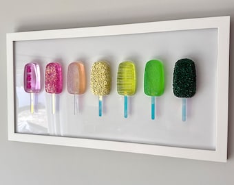 Bright Joy Resin Popsicle Wall Art, Epoxy Home Decor (12x24)