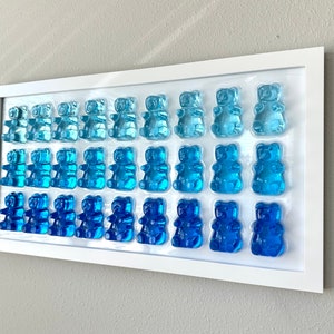 Large Blue Ombre Gummy Bear Resin Wall Art (12x24), Gummy Bear Pop Art, Epoxy Home Decor, Handmade 3D Resin Art, Pop Art Wall Hanging