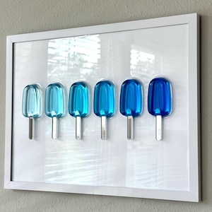 Blue Ombre Popsicle Resin Wall Art (12x16), Popsicle Pop Art, Epoxy Home Decor, Handmade 3D Resin Art, Pop Art Wall Hanging