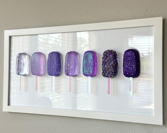 Large Purple Party Popsicle Resin Wall Art: Handmade Pop Art Decor (12x24)