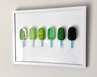 Green Party Popsicle Resin Wall Art: Handmade Pop Art Decor (12x16)
