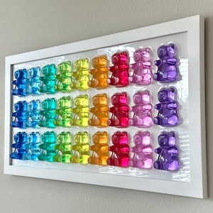 Large Rainbow Gummy Bear Resin Wall Art: Handmade Pop Art Decor (12x24)