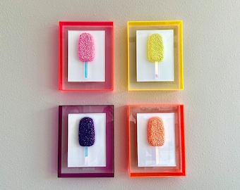 Neon Rhinestone Popsicle Resin Wall Art: Handmade Pop Art Decor