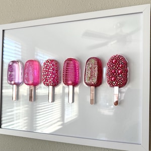 Pink Party Popsicle Resin Wall Art: Handmade Pop Art Decor (12x16)