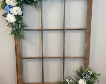 Floral Window Frame | Floral Décor | Farmhouse Window Frame | Farmhouse Décor | Wall Décor | Blue Floral | Unique Floral Décor