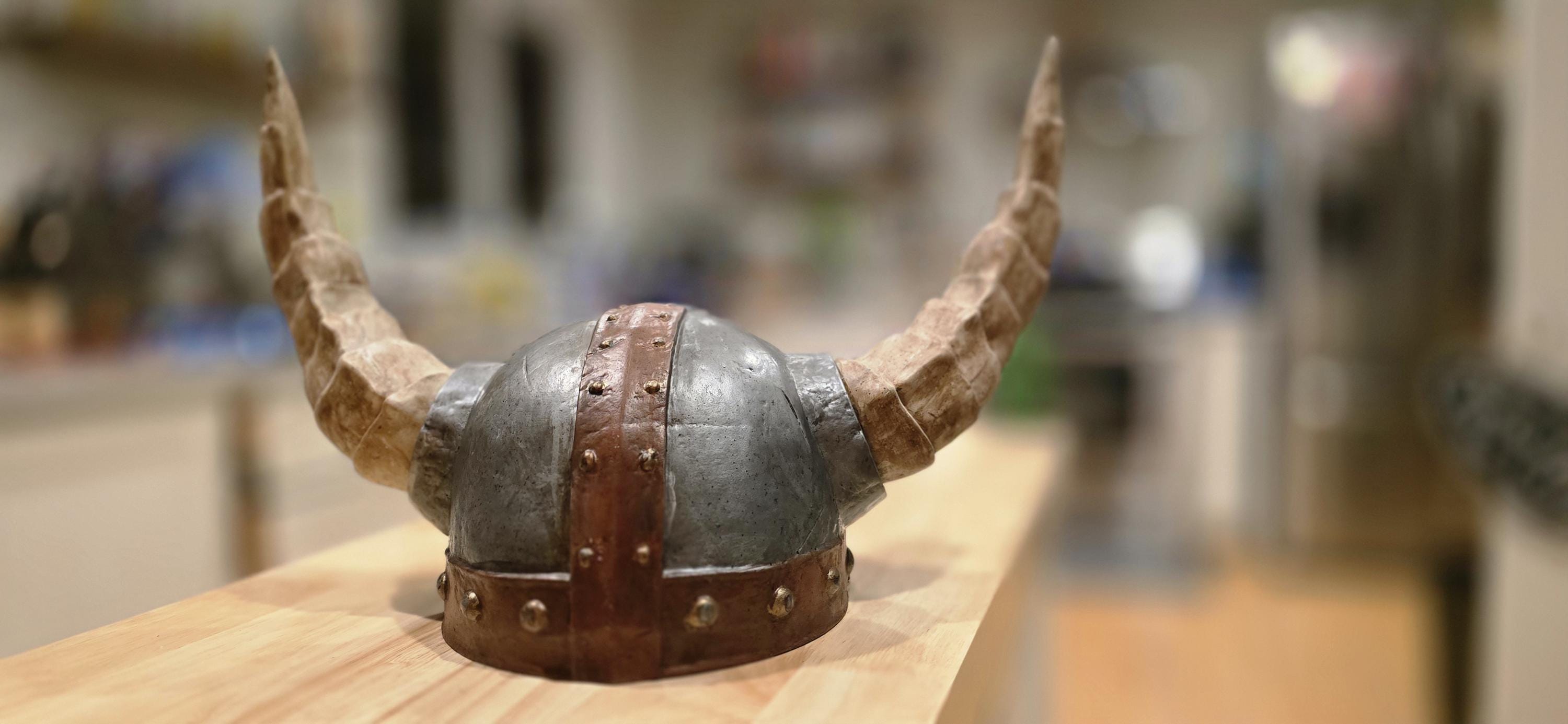 Legendary Viking Helmet with Battle Scars: For Warriors, Cosplayers, and Collectors